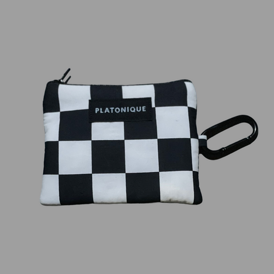 Small Zipper Pouch Checkered Black & White