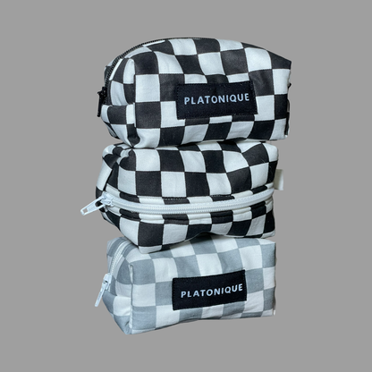 Tiny Dopp Bag Grey Checkered ( White Lining )